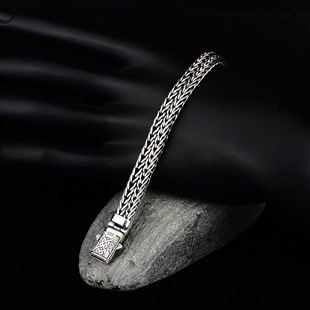 Gümüş  El Örmesi Zincir Modeli Erkek Bileklik 