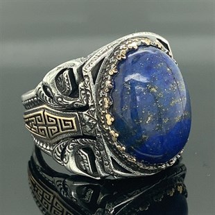 Gümüş Lapis Lazuli Taşı Erkek Yüzük 